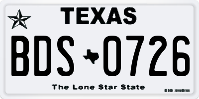 TX license plate BDS0726
