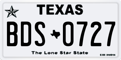TX license plate BDS0727
