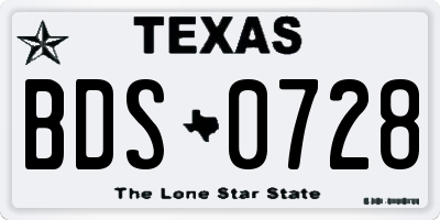 TX license plate BDS0728