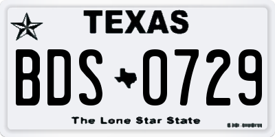 TX license plate BDS0729