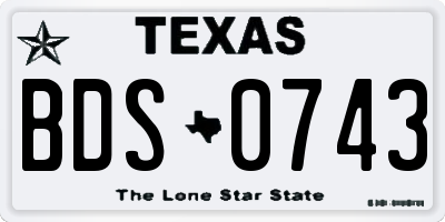 TX license plate BDS0743