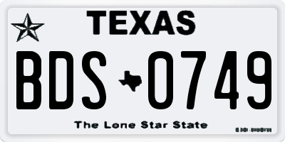 TX license plate BDS0749