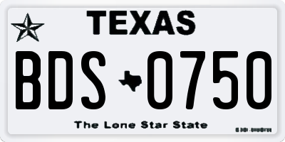 TX license plate BDS0750