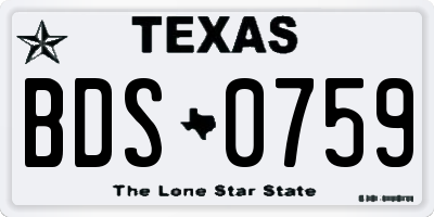 TX license plate BDS0759
