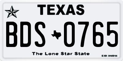 TX license plate BDS0765