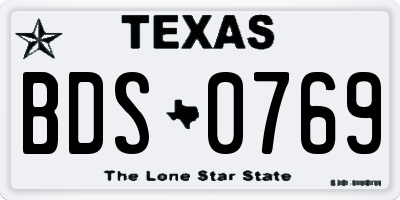 TX license plate BDS0769