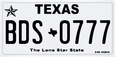 TX license plate BDS0777
