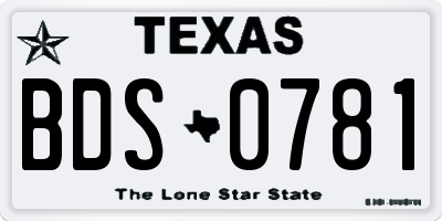 TX license plate BDS0781