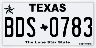 TX license plate BDS0783