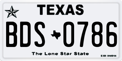 TX license plate BDS0786