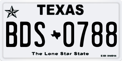 TX license plate BDS0788