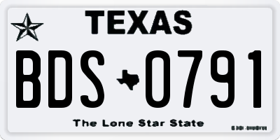 TX license plate BDS0791