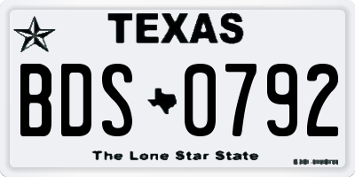 TX license plate BDS0792