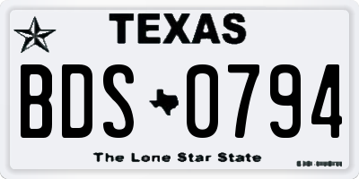 TX license plate BDS0794