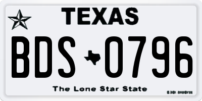 TX license plate BDS0796