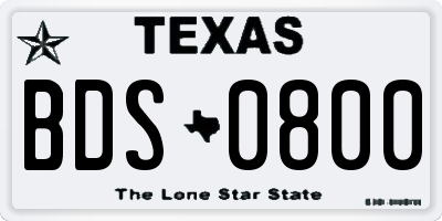 TX license plate BDS0800
