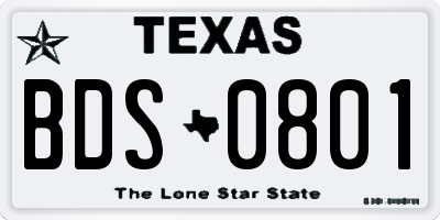 TX license plate BDS0801