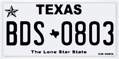 TX license plate BDS0803