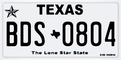 TX license plate BDS0804