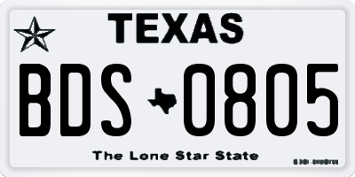 TX license plate BDS0805