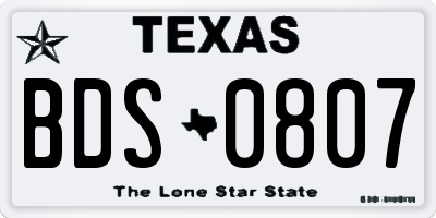 TX license plate BDS0807
