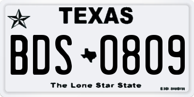 TX license plate BDS0809