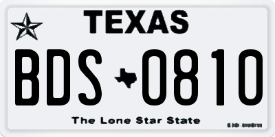 TX license plate BDS0810