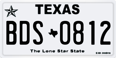 TX license plate BDS0812