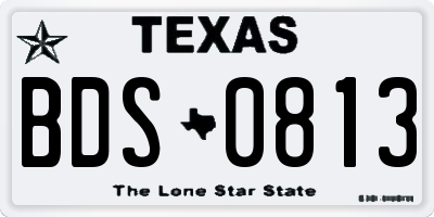 TX license plate BDS0813