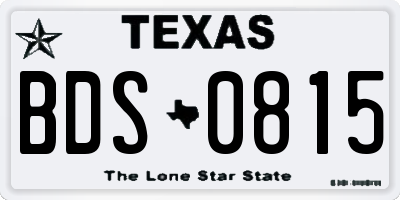 TX license plate BDS0815