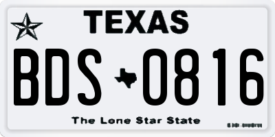 TX license plate BDS0816