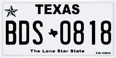 TX license plate BDS0818