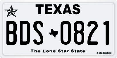 TX license plate BDS0821