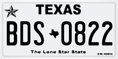 TX license plate BDS0822