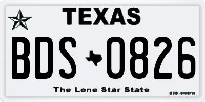 TX license plate BDS0826