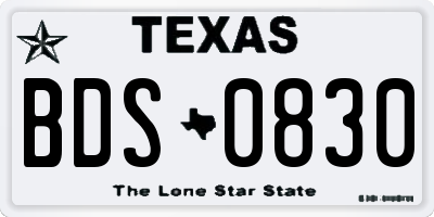 TX license plate BDS0830