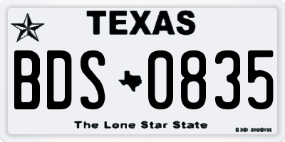 TX license plate BDS0835
