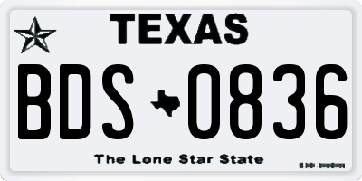 TX license plate BDS0836