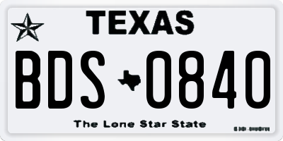 TX license plate BDS0840