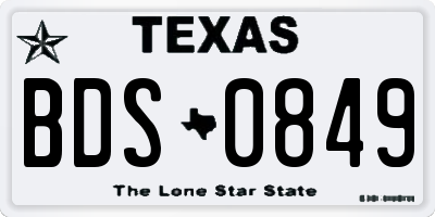 TX license plate BDS0849