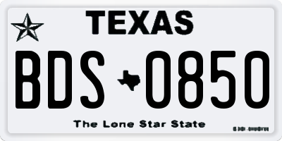 TX license plate BDS0850