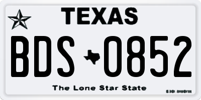 TX license plate BDS0852