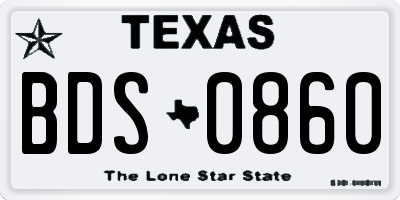 TX license plate BDS0860