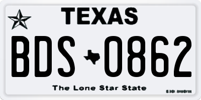 TX license plate BDS0862