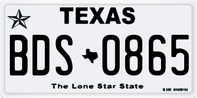 TX license plate BDS0865