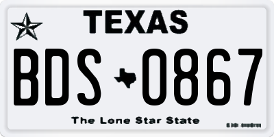 TX license plate BDS0867