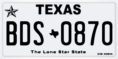 TX license plate BDS0870