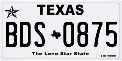 TX license plate BDS0875