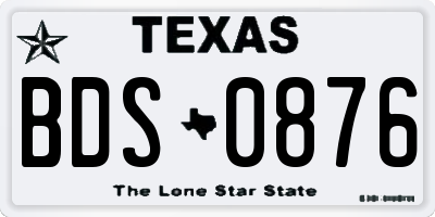 TX license plate BDS0876