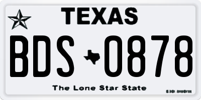 TX license plate BDS0878